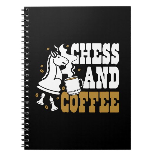 Cute Chess and Coffee Chess Lover Knight Art Notitieboek (Voorkant)