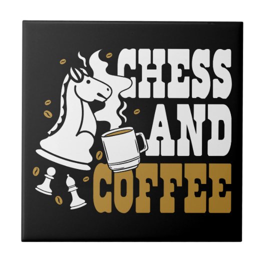 Cute Chess and Coffee Chess Lover Knight Art Tegeltje (Voorkant)