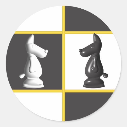 Cute Chess Ronde Sticker (Voorkant)