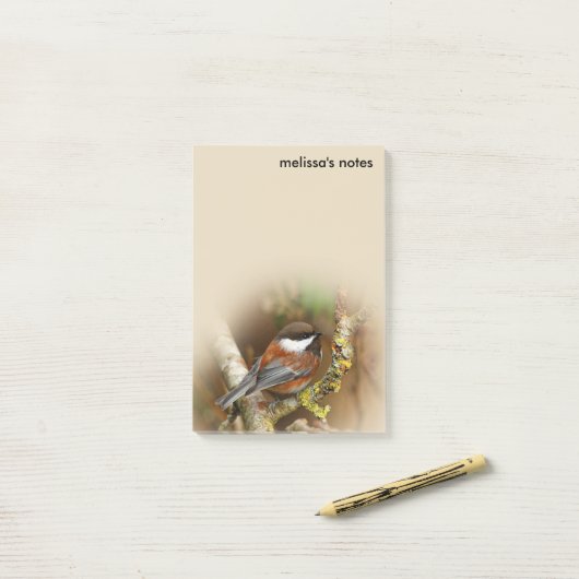 Cute Chestnut Backed Chickadee Songbird in Tree Post-it® Notes (Op bureau)