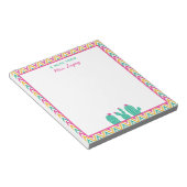 Cute Chevron Cactus Pink Flowers Teacher Notitieblok (Schuin)
