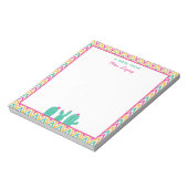 Cute Chevron Cactus Pink Flowers Teacher Notitieblok (Linkerzijde)