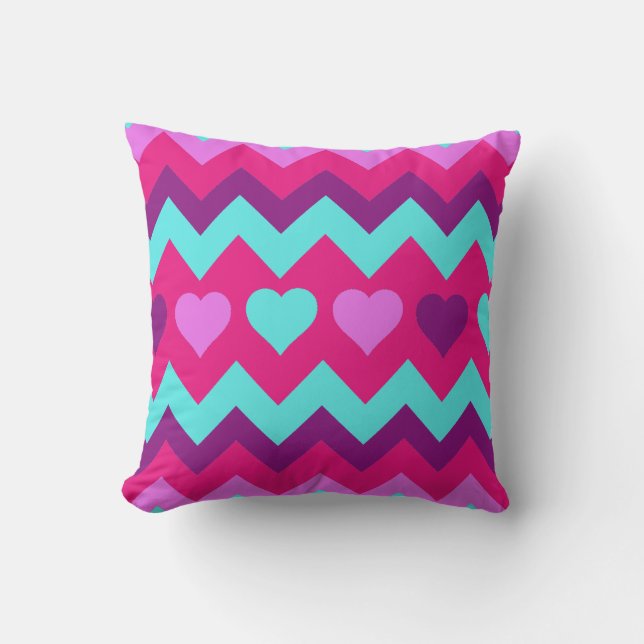 Cute Chevron hartroze Blauwgroen tiener Pillow Kussen (Voorkant)