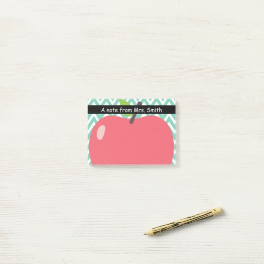 Cute Chevron Stripes Big Apple Teacher Post-it® Notes (Op bureau)