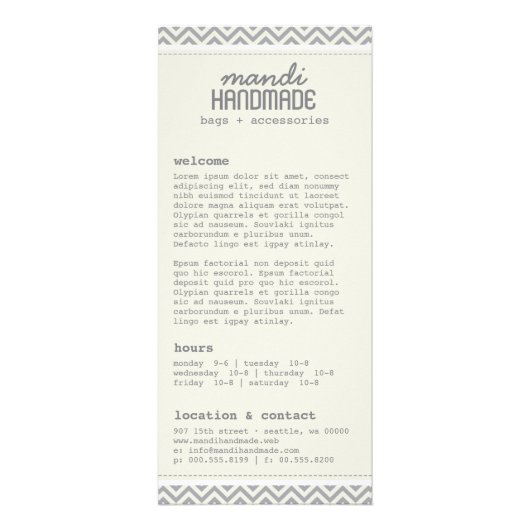 Cute Chevron Stripes-rackkaart Reclamekaart (Voorkant)