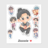 Cute Chibi Anime Boy Vinyl Sticker Set (Vel)