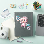 Cute Chibi Anime Cat Hoodie Girl Vinyl Sticker (iPad Cover)