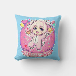 Cute Chibi Anime Girl Party Princess Throw Pillow Kussen