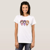 Cute Chibi Anime Meisjes Trio Dames T-Shirt (Voorkant volledig)