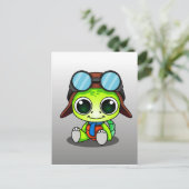 Cute Chibi Aviator Turtle Briefkaart (Staand voorkant)