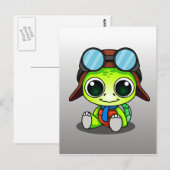 Cute Chibi Aviator Turtle Briefkaart (Voorkant / Achterkant)
