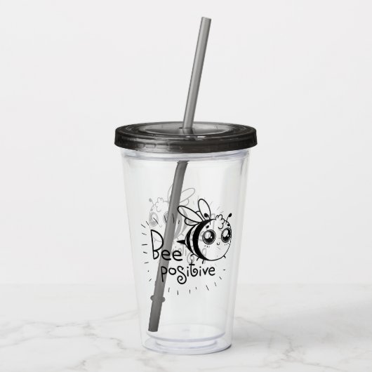 Cute Chibi Bee illustration Quote Acryl Drinkbeker (Achterkant)