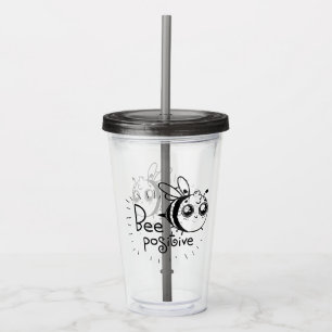 Cute Chibi Bee illustration Quote Acryl Drinkbeker