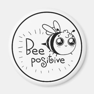 Cute Chibi Bee illustration Quote Magneet