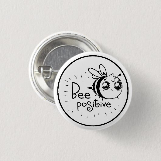 Cute Chibi Bee illustration Quote Ronde Button 3,2 Cm (Voorkant /achterkant)