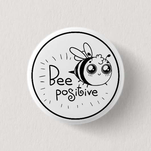 Cute Chibi Bee illustration Quote Ronde Button 3,2 Cm (Voorkant)