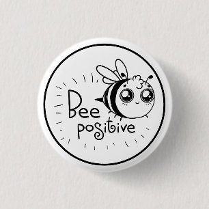 Cute Chibi Bee illustration Quote Ronde Button 3,2 Cm