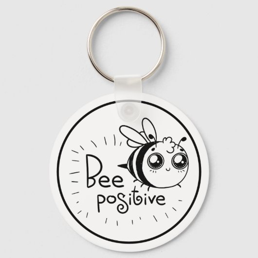 Cute Chibi Bee illustration Quote Sleutelhanger (Voorkant)