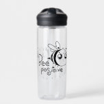 Cute Chibi Bee illustration Quote Waterfles<br><div class="desc">Cute line drawing of a bumble bee telling you to bee positive.</div>