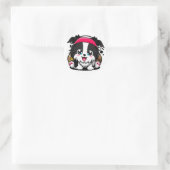 Cute Chibi Border Collie Puppy Ronde Sticker (Tas)