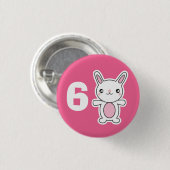 Cute Chibi Bunny Pink Custom Birthday Age Kinder Ronde Button 3,2 Cm (Voorkant /achterkant)