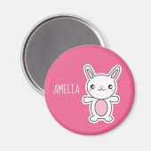 Cute Chibi Bunny Pink Personalized Magneet (Voorkant / Achterkant)