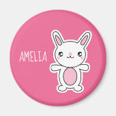 Cute Chibi Bunny Pink Personalized Magneet (Voorkant)