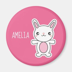 Cute Chibi Bunny Pink Personalized Magneet