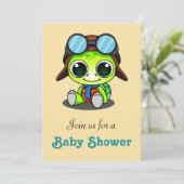 Cute Chibi Cartoon Turtle Baby shower Kaart (Staand voorkant)