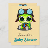 Cute Chibi Cartoon Turtle Baby shower Kaart (Voorkant / Achterkant)