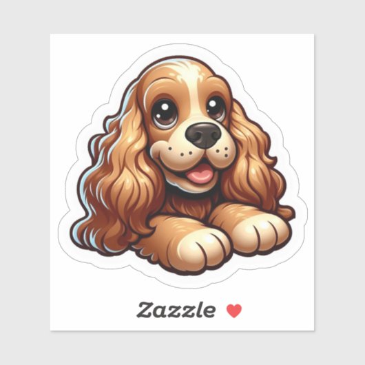 Cute Chibi Cocker Spaniel Puppy Face Sticker (Vel)
