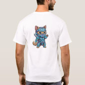 Cute Chibi Cyber Ninja Cat – Neon Futuristic   T-shirt (Achterkant)