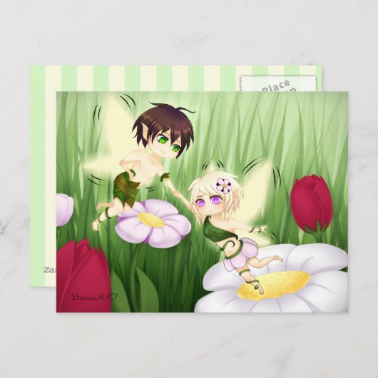 Cute Chibi Fairy Boy en girl Briefkaart (Voorkant / Achterkant)