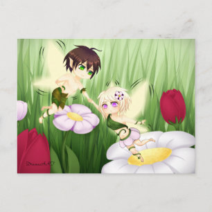 Cute Chibi Fairy Boy en girl Briefkaart