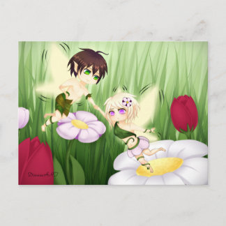 Cute Chibi Fairy Boy en girl Briefkaart