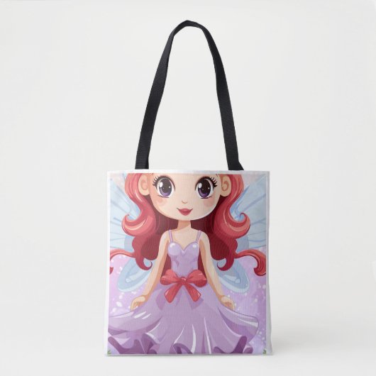 Cute Chibi Fee-engel Paarse Jurk Schoudertas Tote Bag (Voorkant)