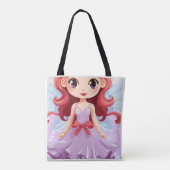 Cute Chibi Fee-engel Paarse Jurk Schoudertas Tote Bag (Achterkant)