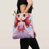 Cute Chibi Fee-engel Paarse Jurk Schoudertas Tote Bag (Dichtbij)