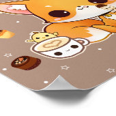 Cute chibi fox met kawaii-icecream poster (Hoek)