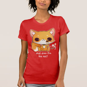 Cute chibi fox met kawaii-icecream t-shirt