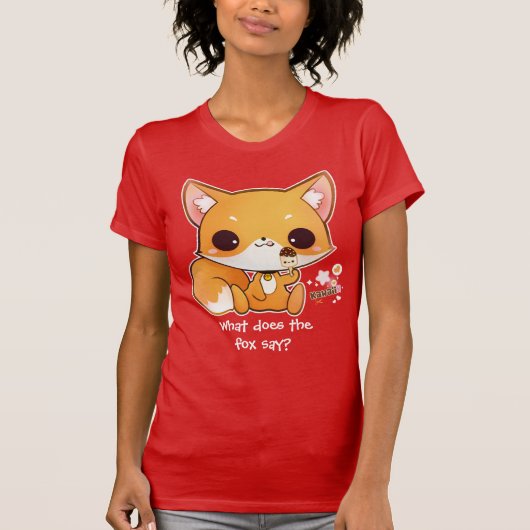 Cute chibi fox met kawaii-icecream t-shirt (Voorkant)