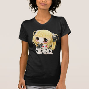 Cute chibi girl en kawaii skulls t-shirt