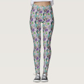 Cute Chibi Girl & Floral Pattern Leggings (Voorkant)