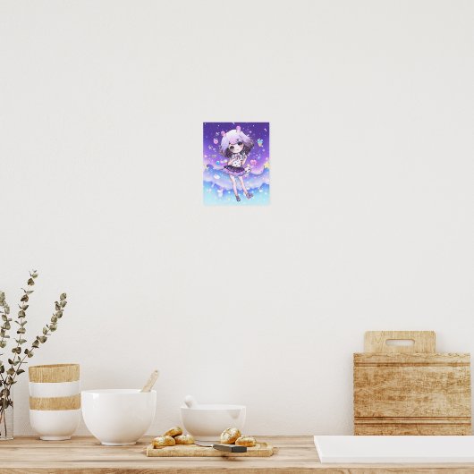 Cute chibi girl in kawaii pastelmelkwegstelsel poster (Keuken)