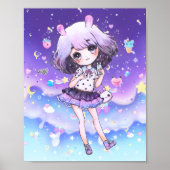 Cute chibi girl in kawaii pastelmelkwegstelsel poster (Voorkant)