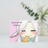 Cute chibi girl met briefkaart van de bunny ears (Staand voorkant)