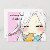 Cute chibi girl met briefkaart van de bunny ears (Voorkant / Achterkant)