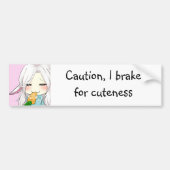 Cute chibi girl met bunny ears bumpersticker (Voorkant)