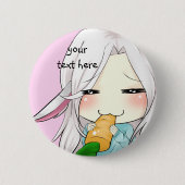 Cute chibi girl met bunny ears button (Voorkant)