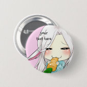 Cute chibi girl met bunny ears button (Voorkant /achterkant)